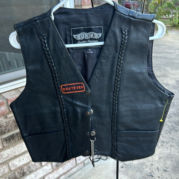 Vintage Black Leather Biker Vest Riding for the Son Christian Motorcyclists M